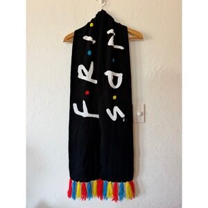 Friends TV Show Sitcom Black Winter Knit Scarf Multicolor Fringe Tassels